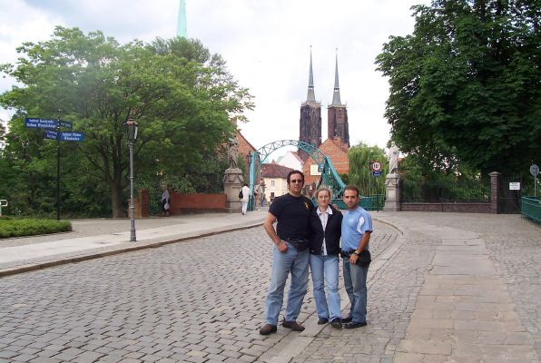 Famous Cathedral and bridge in Wroclaw